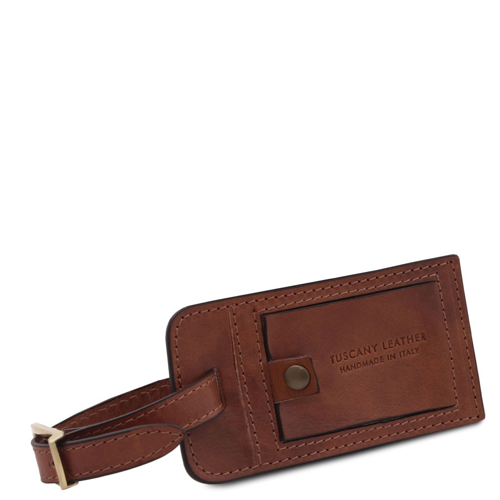 matte-leather-luggage-tag-tltagmatte - Ruskea