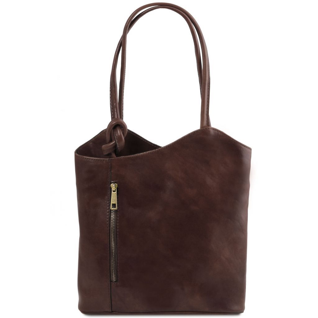 patty-leather-convertible-backpack-shoulderbag-tl141497 - Tummanruskea
