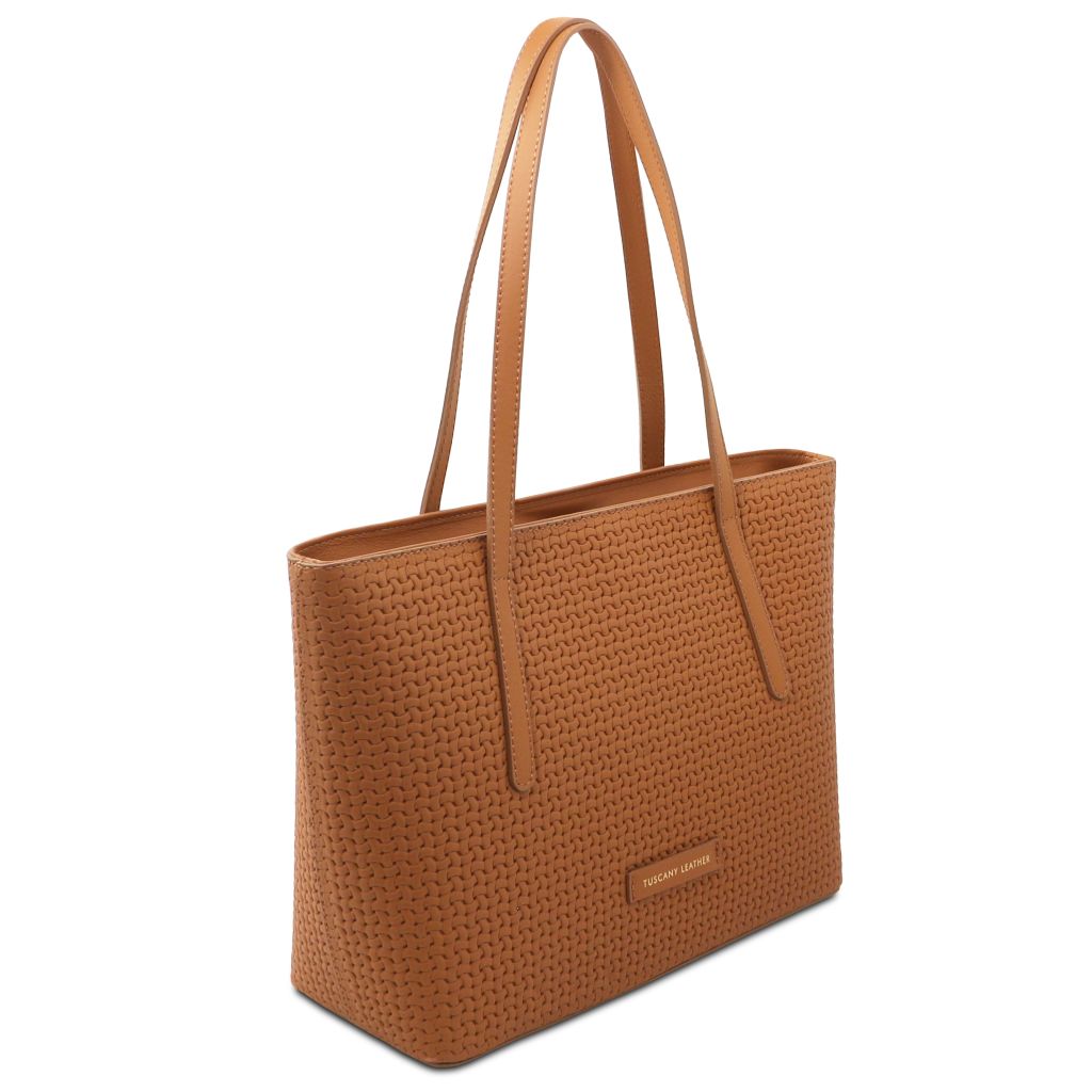 dedalo-woven-printed-leather-shopping-bag-tl142578 - Konjakki - kuva 2