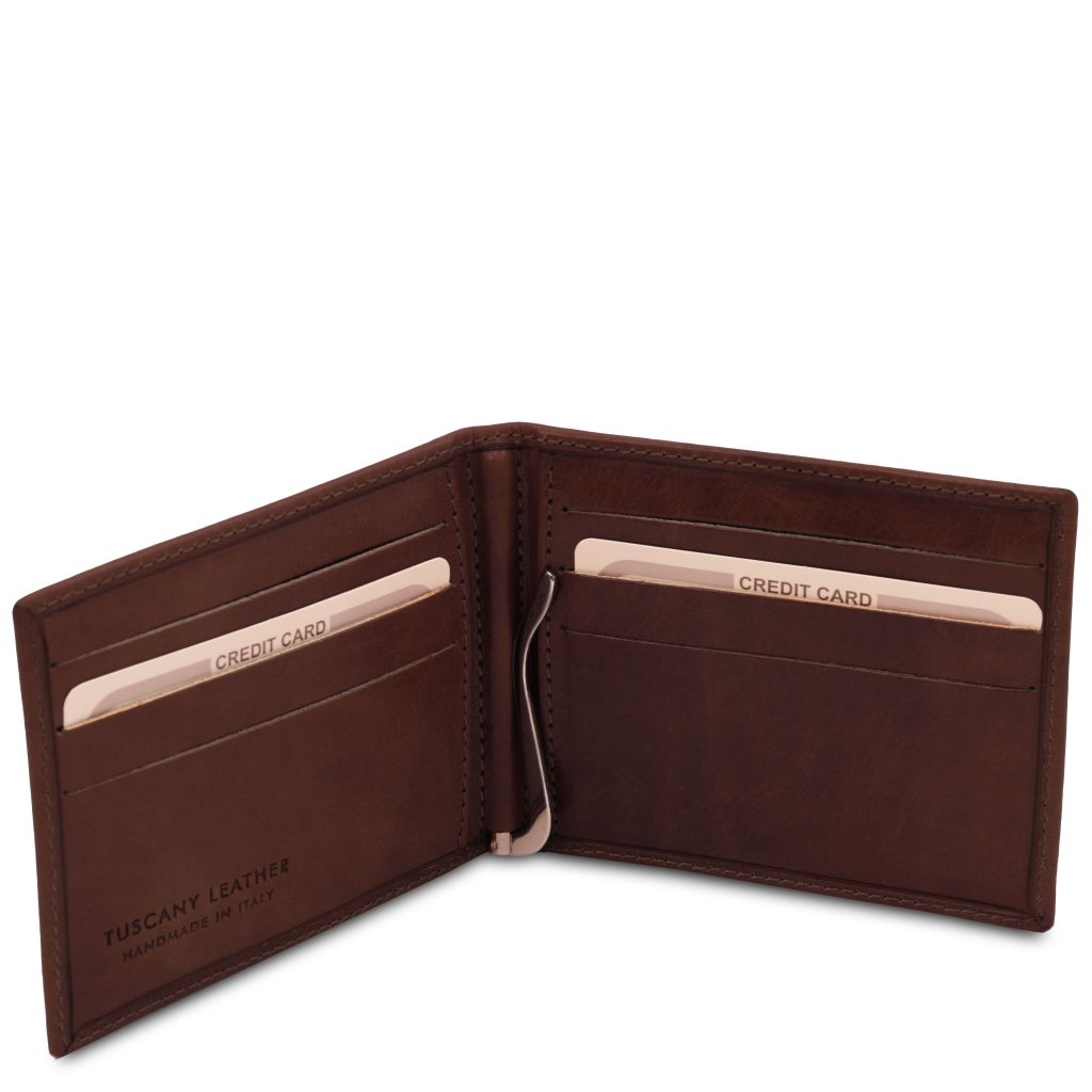 exclusive-leather-card-holder-with-money-clip-tl142055 - Tummanruskea - kuva 2