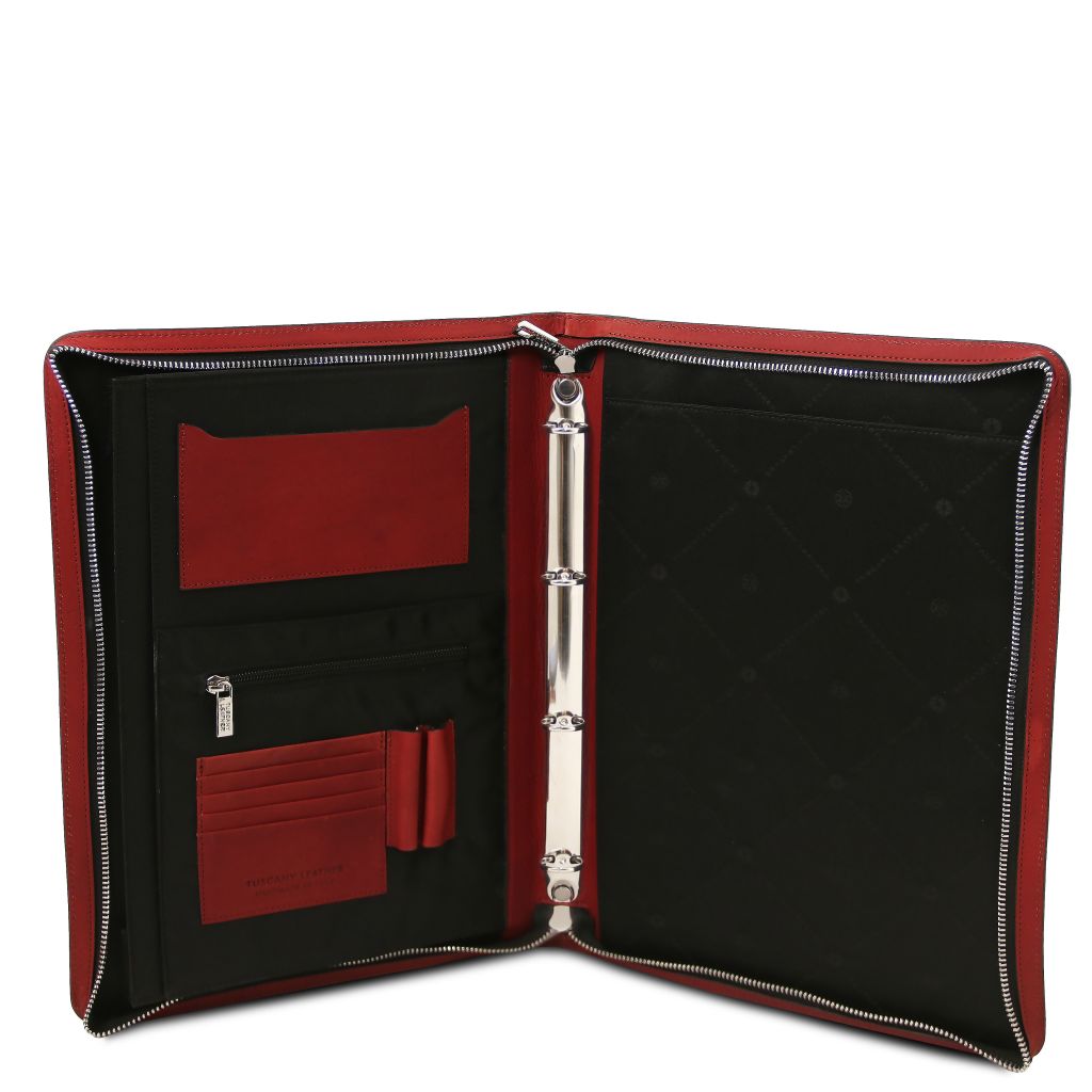 cesare-leather-document-case-with-handle-and-ring-binder-tl142554 - Punainen - kuva 6