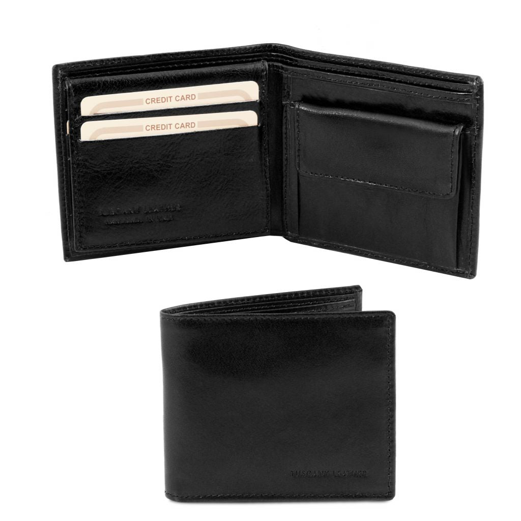 exclusive-3-fold-leather-wallet-for-men-with-coin-pocket-tl141377 - Musta