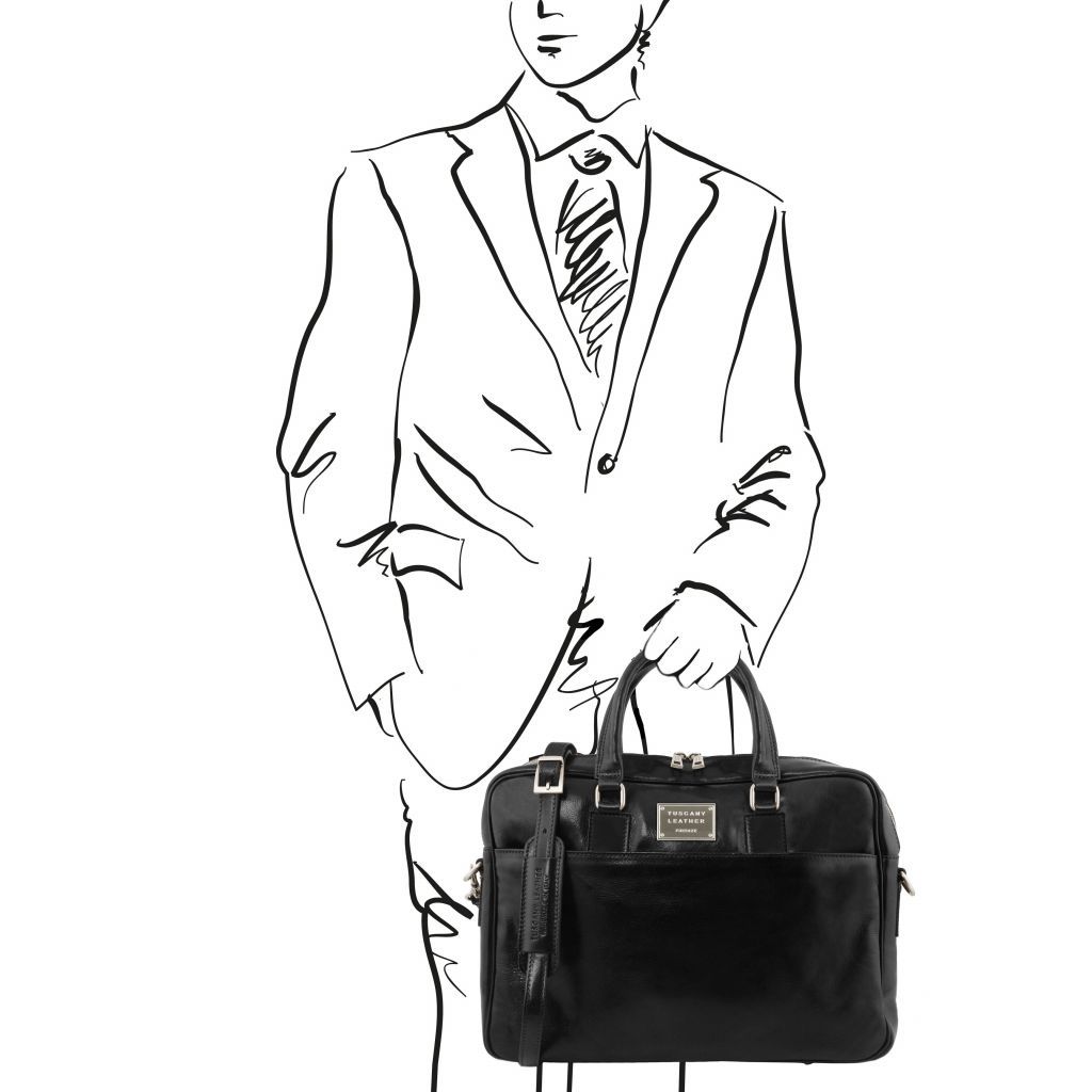 urbino-leather-laptop-briefcase-2-compartments-with-front-pocket-tl141894 - Musta - kuva 2