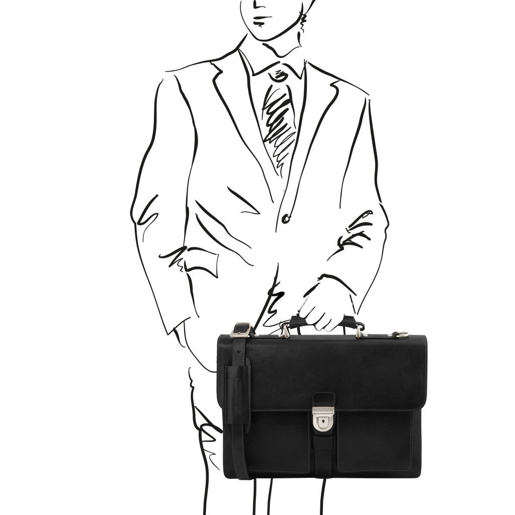 assisi-leather-briefcase-3-compartments-tl141825 - Musta - kuva 2