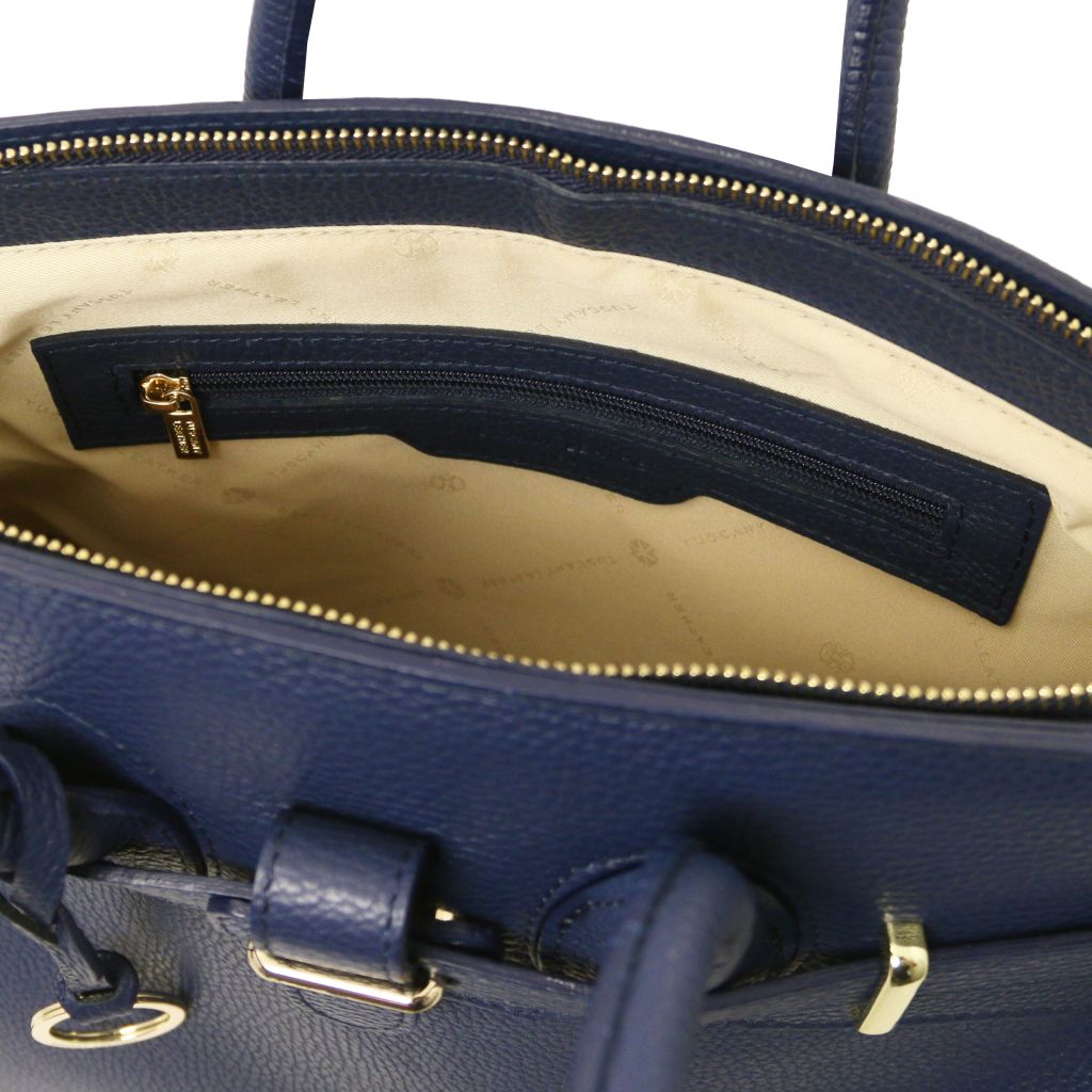 tl-bag-leather-handbag-with-golden-hardware-tl141529 - Tummansininen - kuva 5