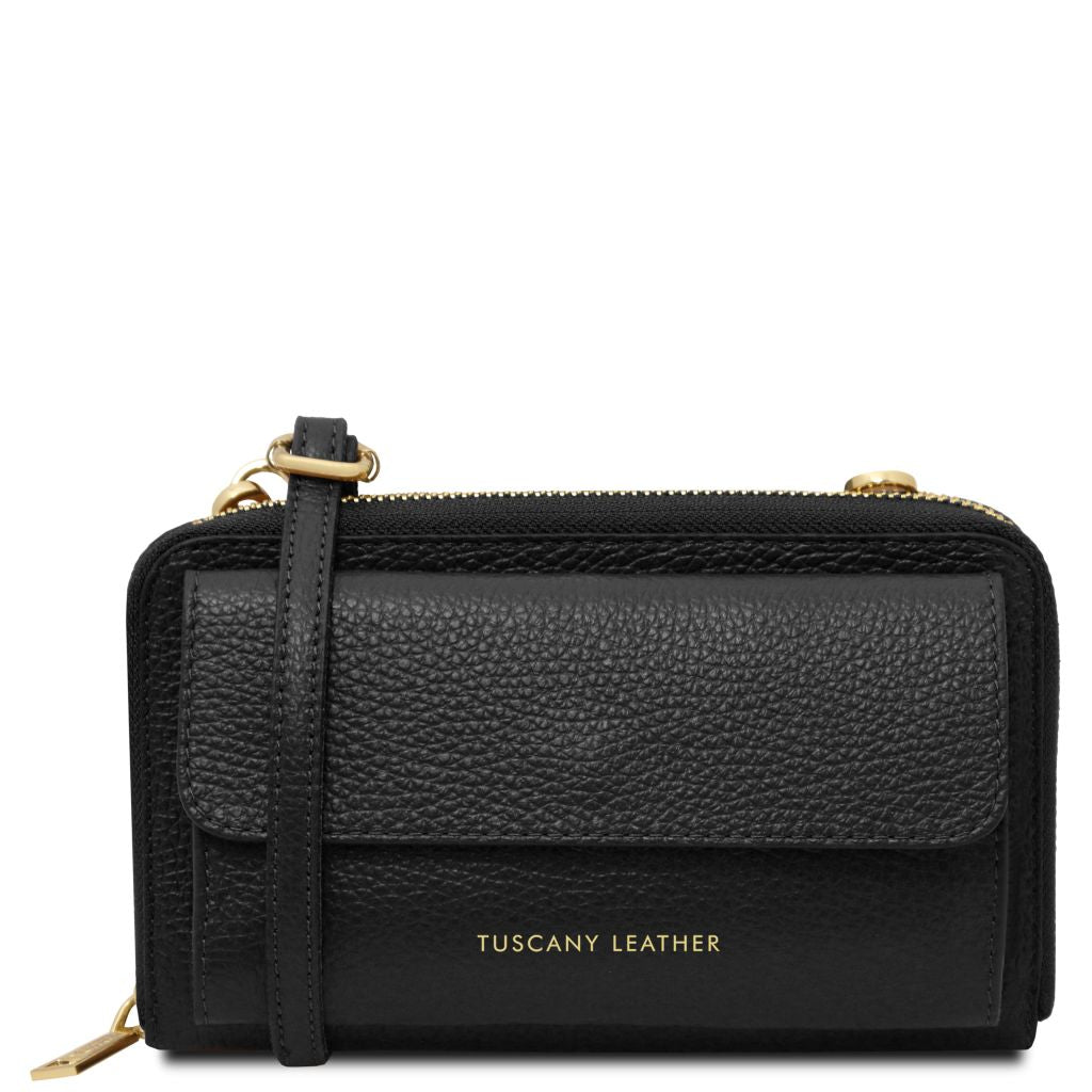 urania-leather-wallet-phone-holder-with-strap-tl142433 - Musta