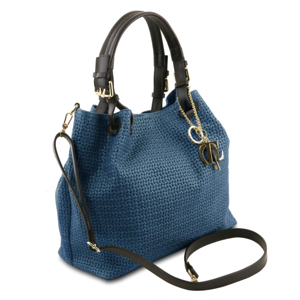 tl-keyluck-woven-printed-leather-shopping-bag-tl141573 - Deniminsininen - kuva 2