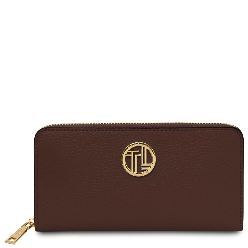 financier-exclusive-zip-around-leather-wallet-tl142485 - Kahvi