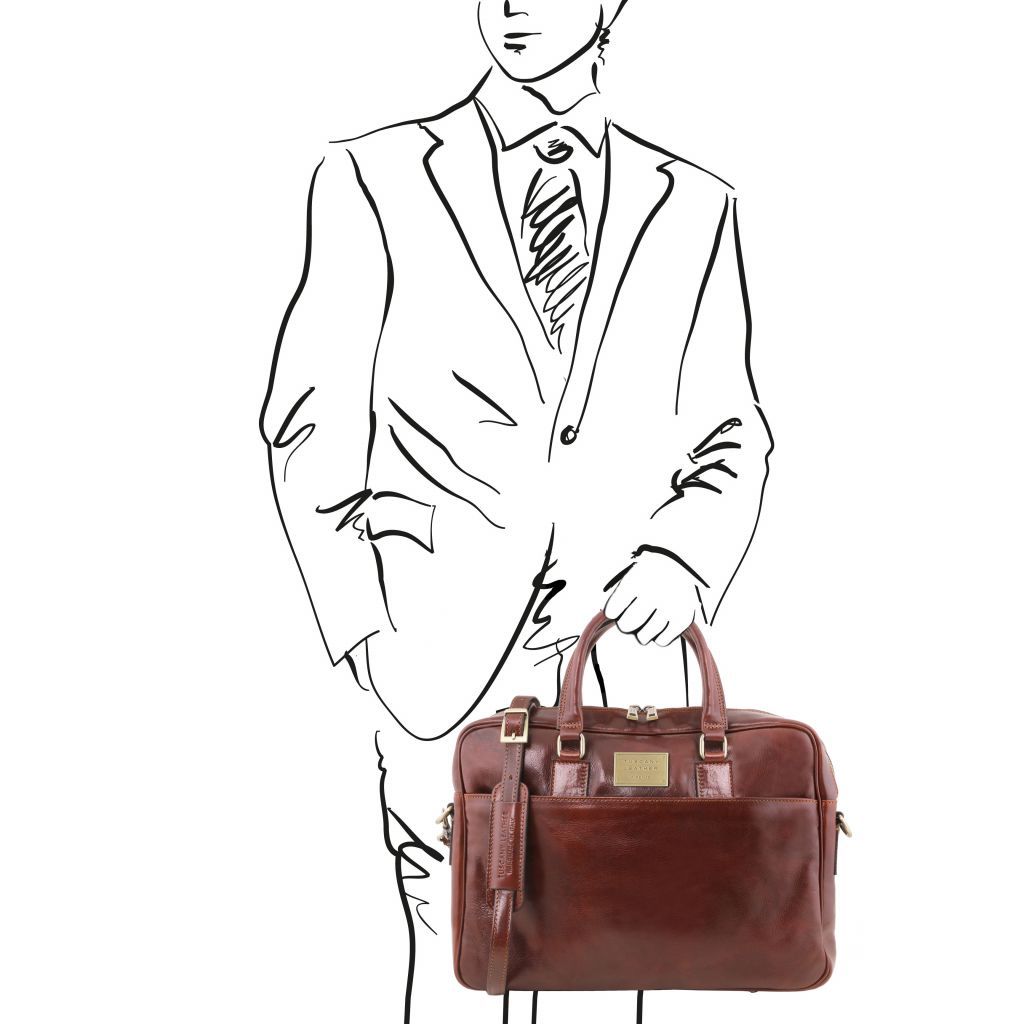urbino-leather-laptop-briefcase-2-compartments-with-front-pocket-tl141894 - Ruskea - kuva 2