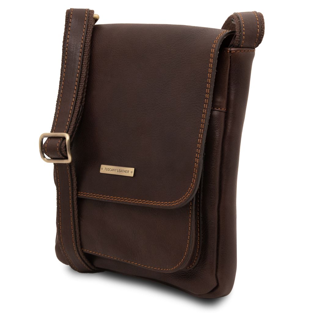 jimmy-leather-crossbody-bag-for-men-with-front-pocket-tl141407 - Tummanruskea - kuva 2