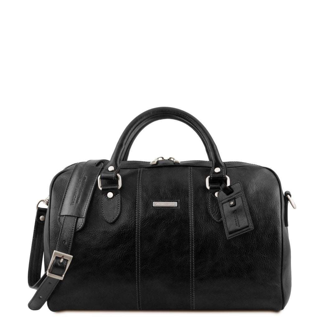 lisbona-travel-leather-duffle-bag-small-size-tl141658 - Musta