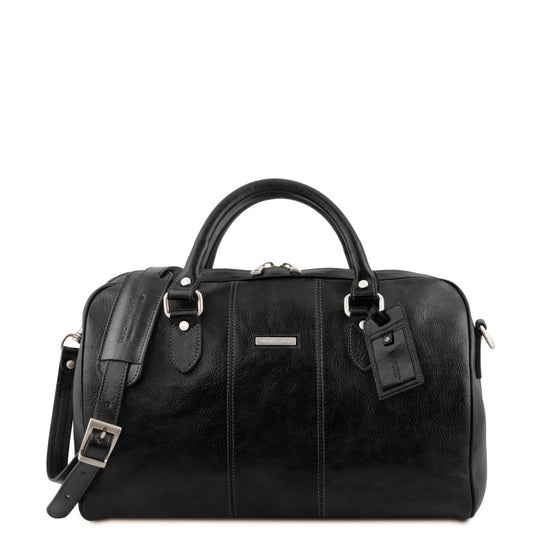 lisbona-travel-leather-duffle-bag-small-size-tl141658 - Musta