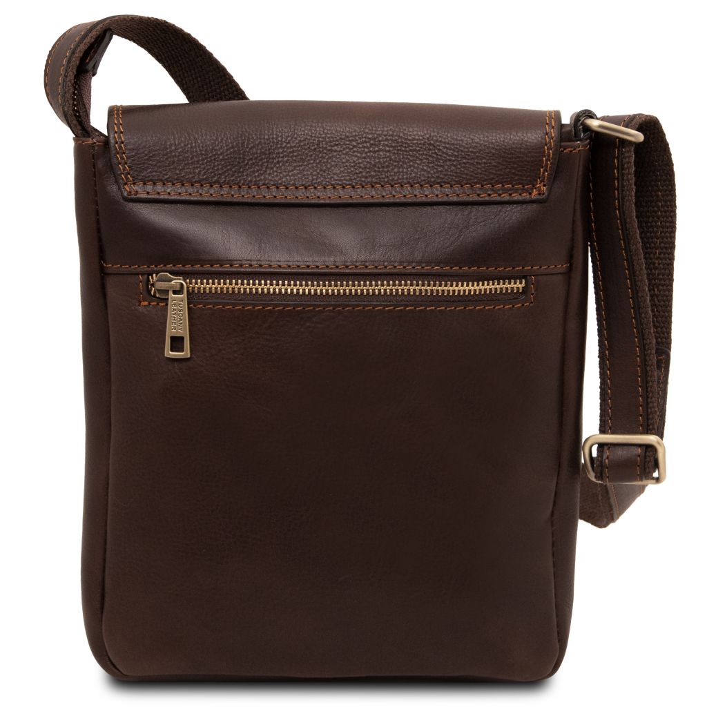 jimmy-leather-crossbody-bag-for-men-with-front-pocket-tl141407 - Tummanruskea - kuva 3