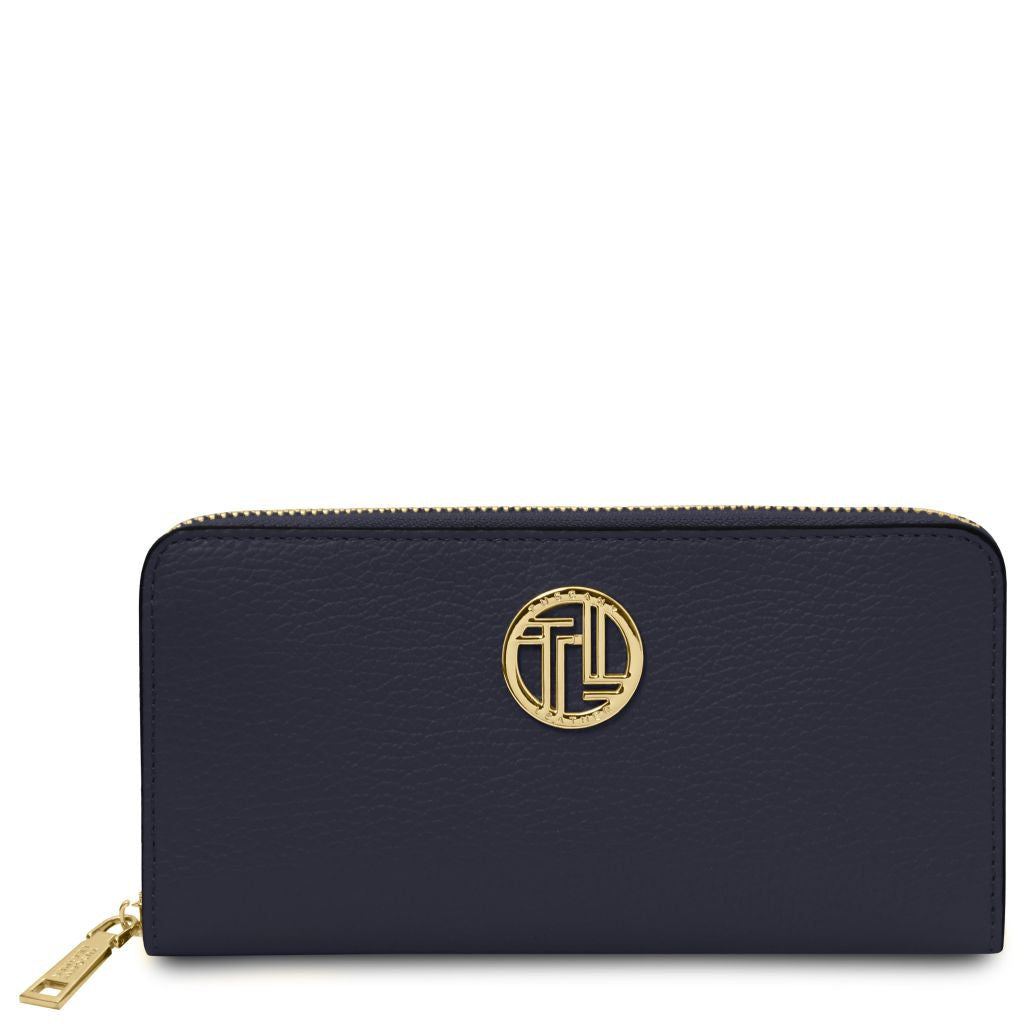 financier-exclusive-zip-around-leather-wallet-tl142485 - Tummansininen