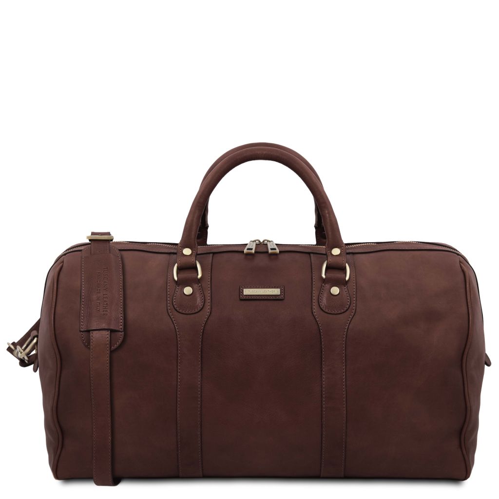 oslo-leather-travel-duffle-bag-weekender-bag-tl141913 - Tummanruskea