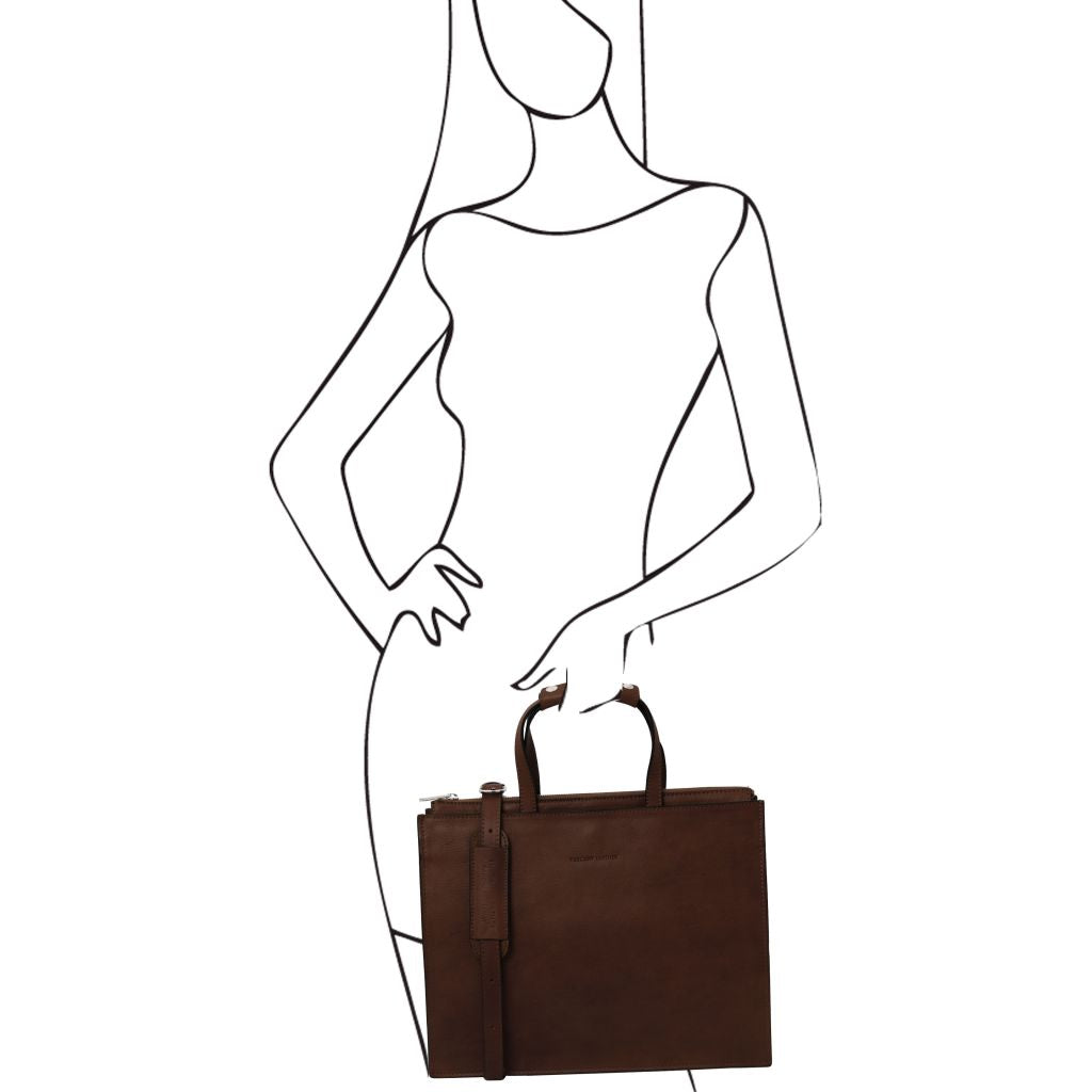 palermo-leather-briefcase-3-compartments-for-women-tl142452 - Tummanruskea - kuva 9
