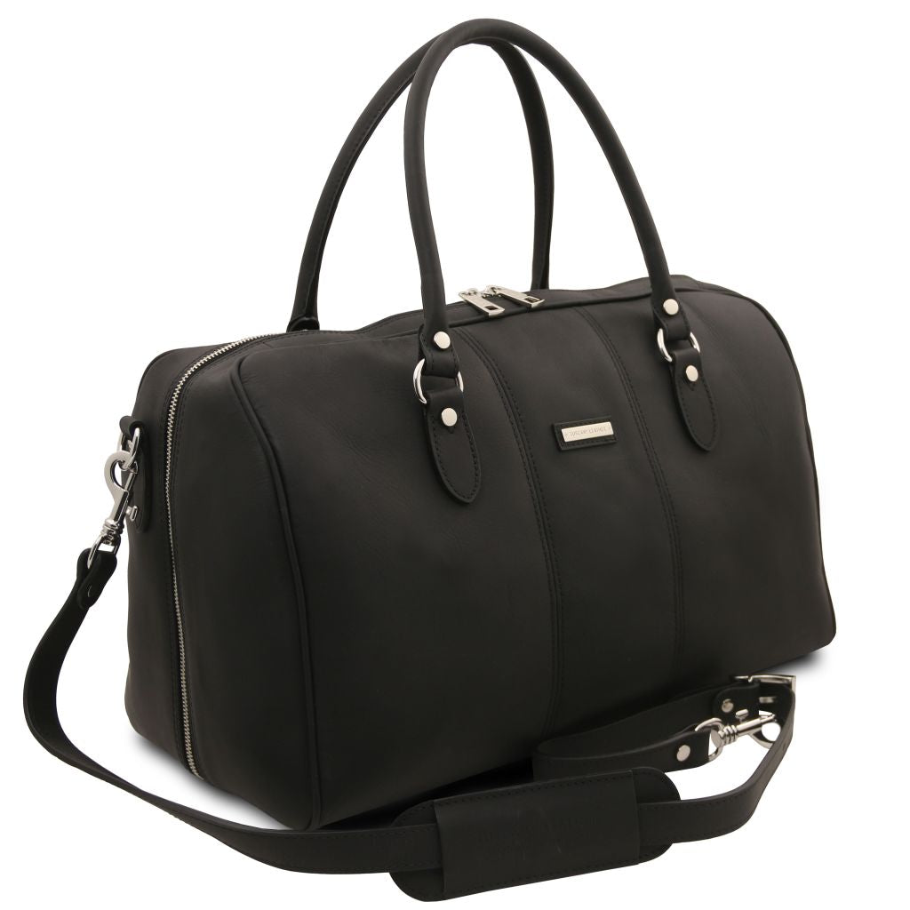 lisbona-travel-leather-duffle-bag-small-size-tl142558 - Musta - kuva 2