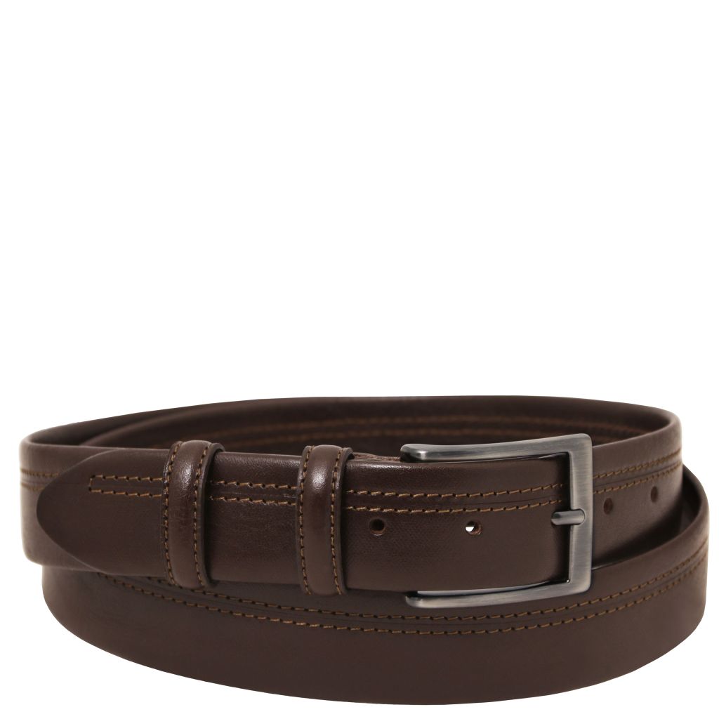 classic-35mm-tubular-leather-belt-tl142530 - Tummanruskea