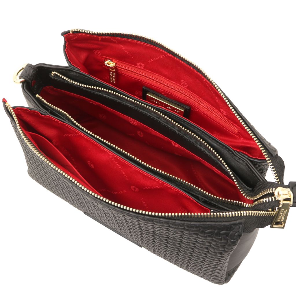 dedalo-woven-printed-leather-shoulder-bag-tl142577 - Musta - kuva 5