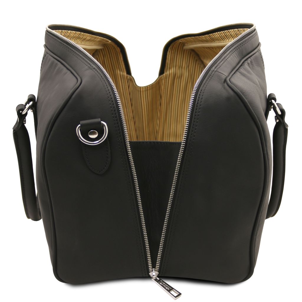 lisbona-travel-leather-duffle-bag-small-size-tl142558 - Musta - kuva 5