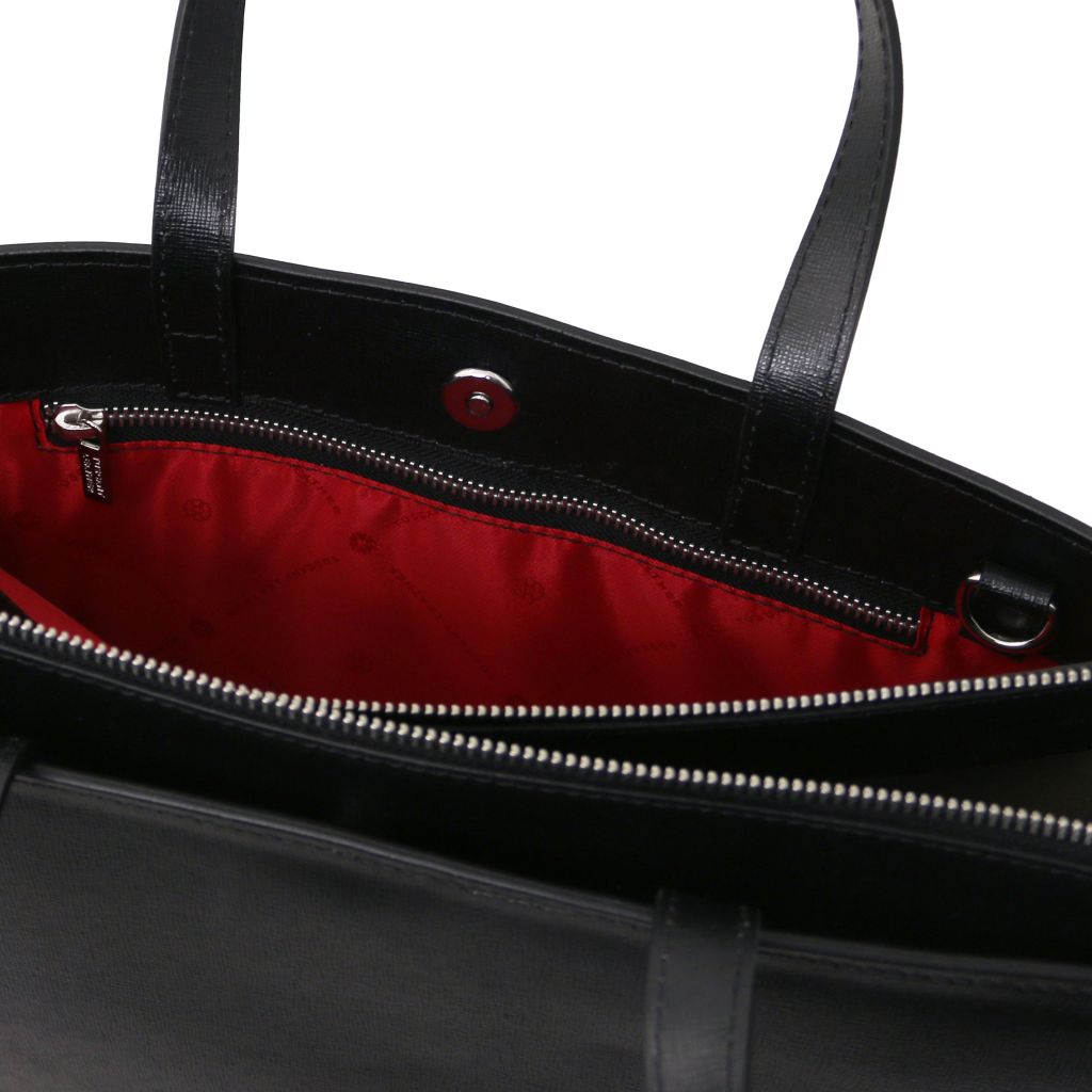 palermo-saffiano-leather-briefcase-3-compartments-for-women-tl141369 - Musta - kuva 7