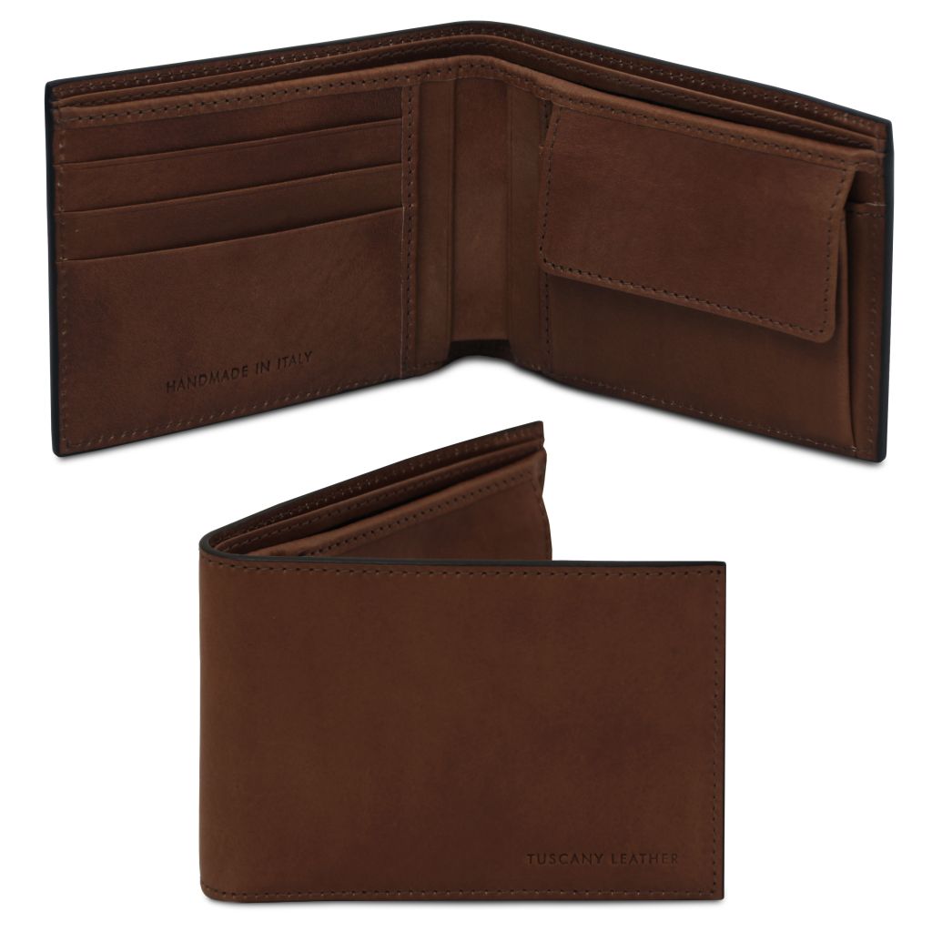 exclusive-2-fold-leather-wallet-for-men-with-coin-pocket-tl142552 - Tummanruskea