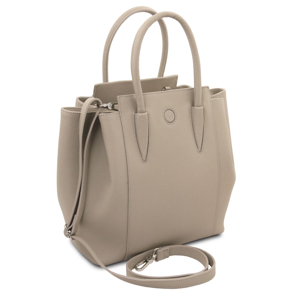 tulipan-leather-handbag-tl141727 - Vaalea taupe - kuva 2