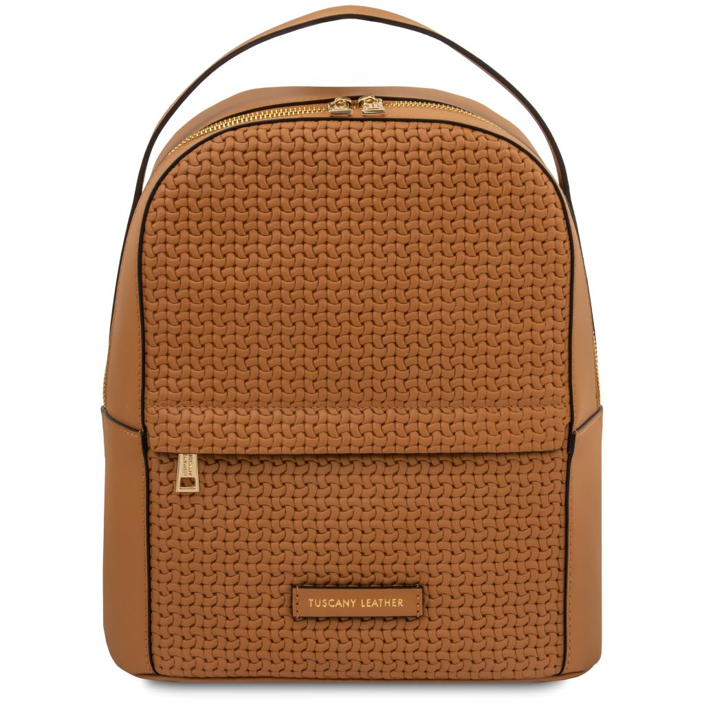 dedalo-woven-printed-leather-backpack-tl142576 - Konjakki