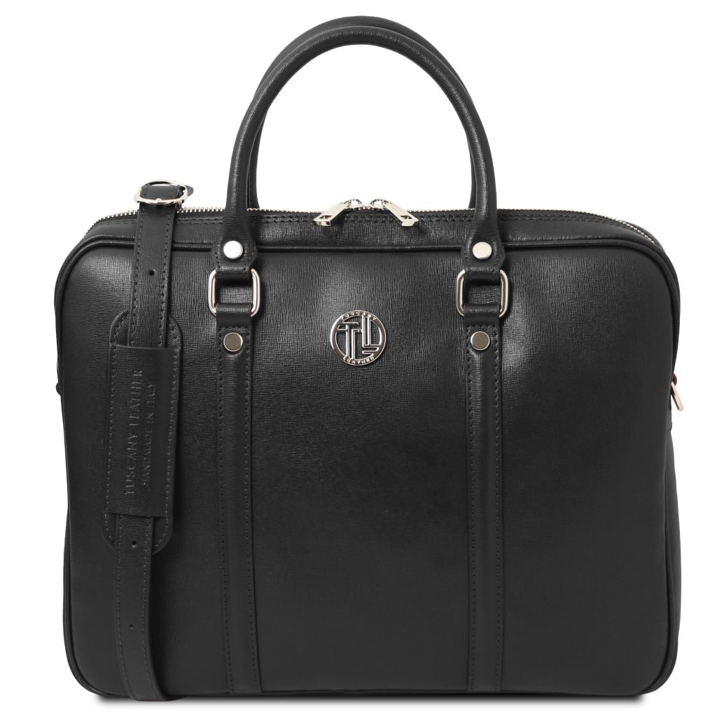 prato-exclusive-saffiano-leather-laptop-case-tl142453 - Musta