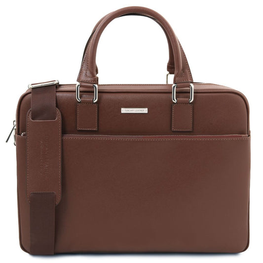 torino-saffiano-leather-laptop-briefcase-tl142551 - Kahvi