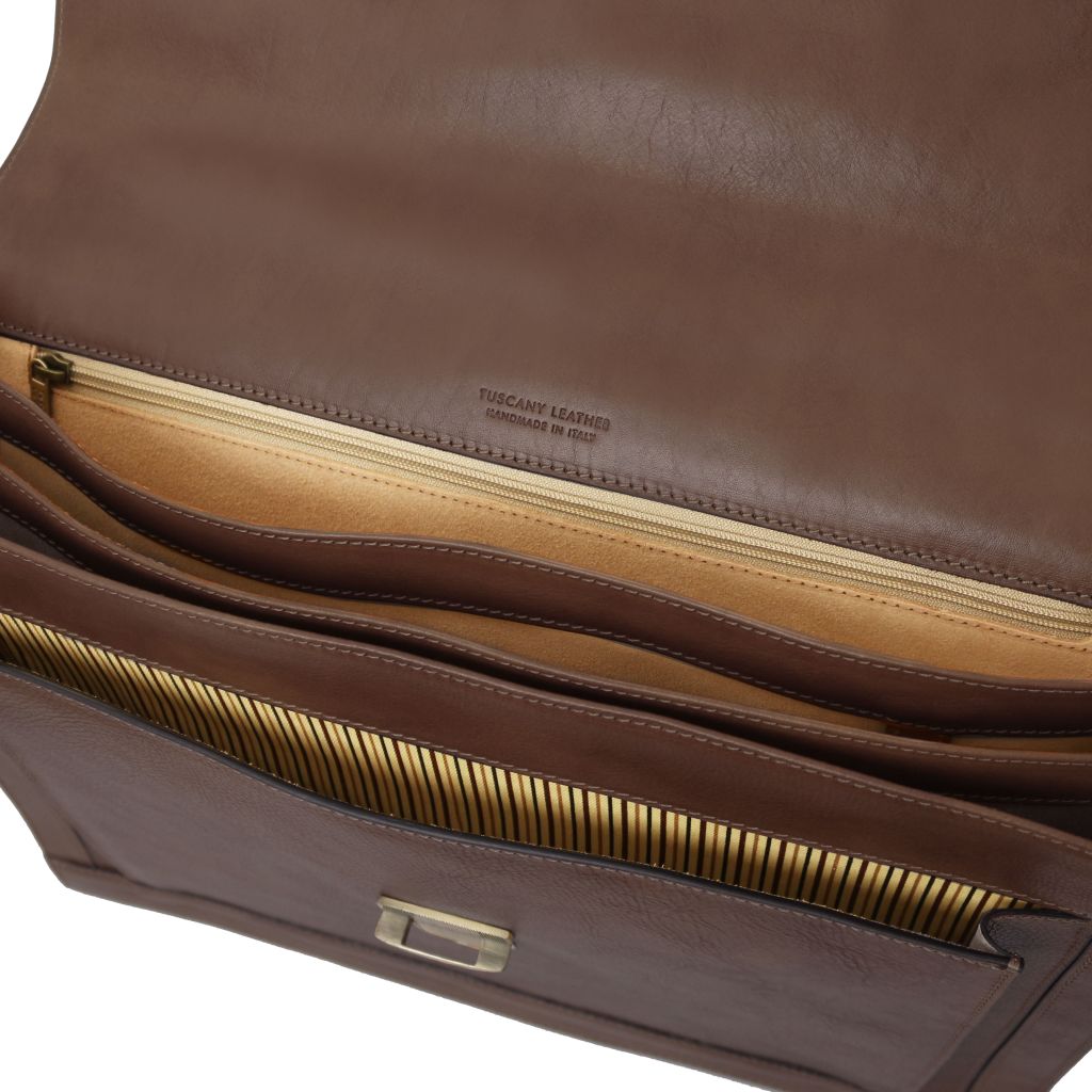 cremona-leather-briefcase-3-compartments-tl142448 - Tummanruskea - kuva 4