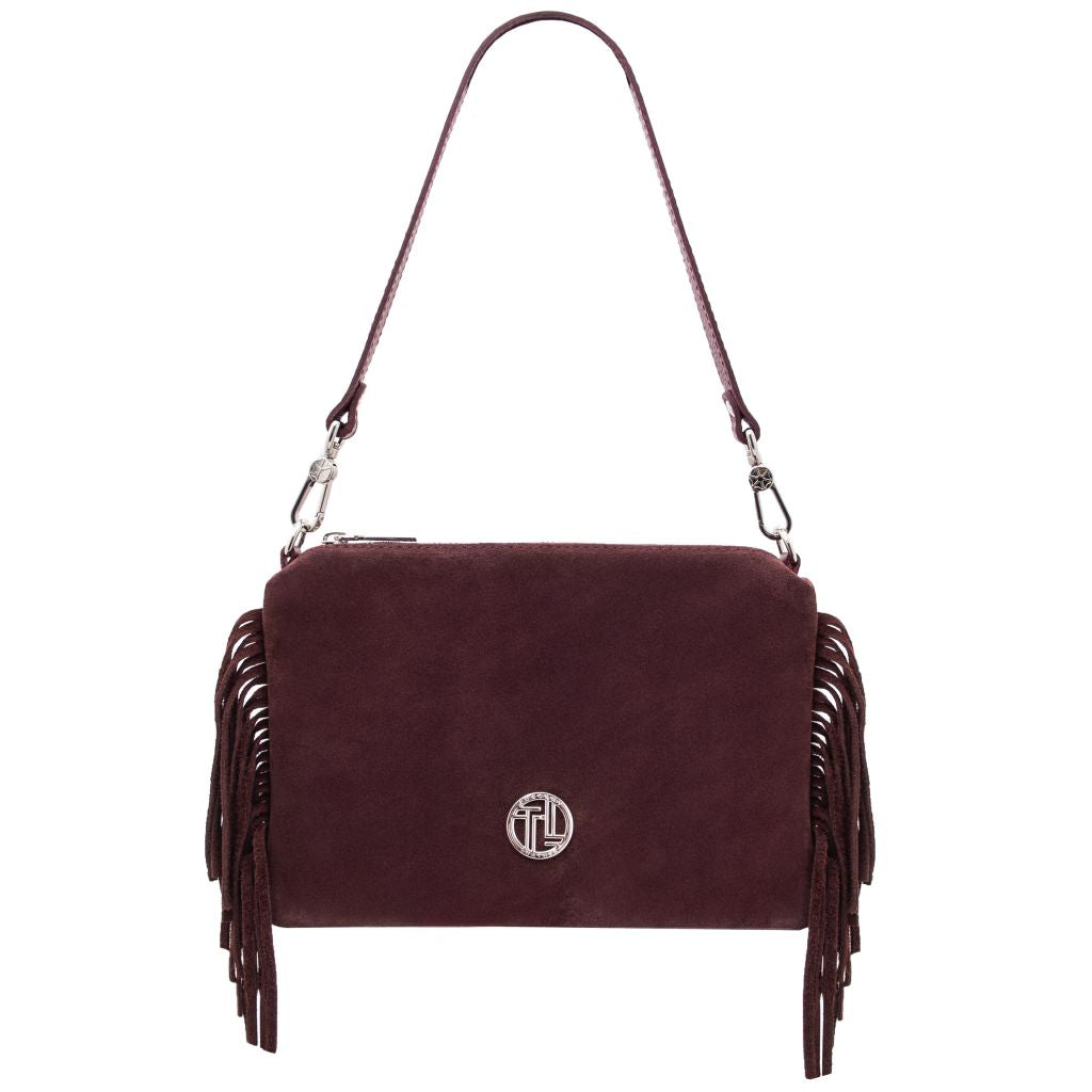 nomade-suede-leather-fringe-clutch-tl142495 - Bordeaux