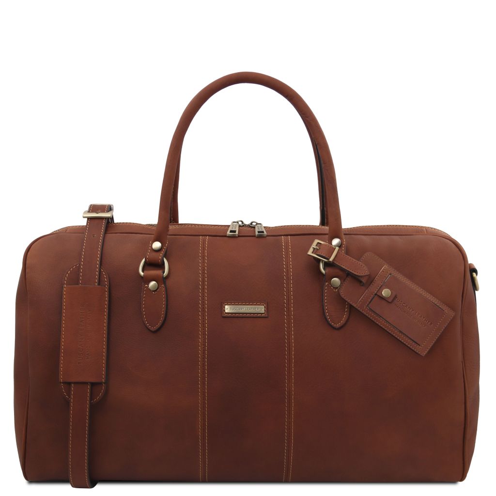 lisbona-travel-leather-duffle-bag-large-size-tl142557 - Ruskea