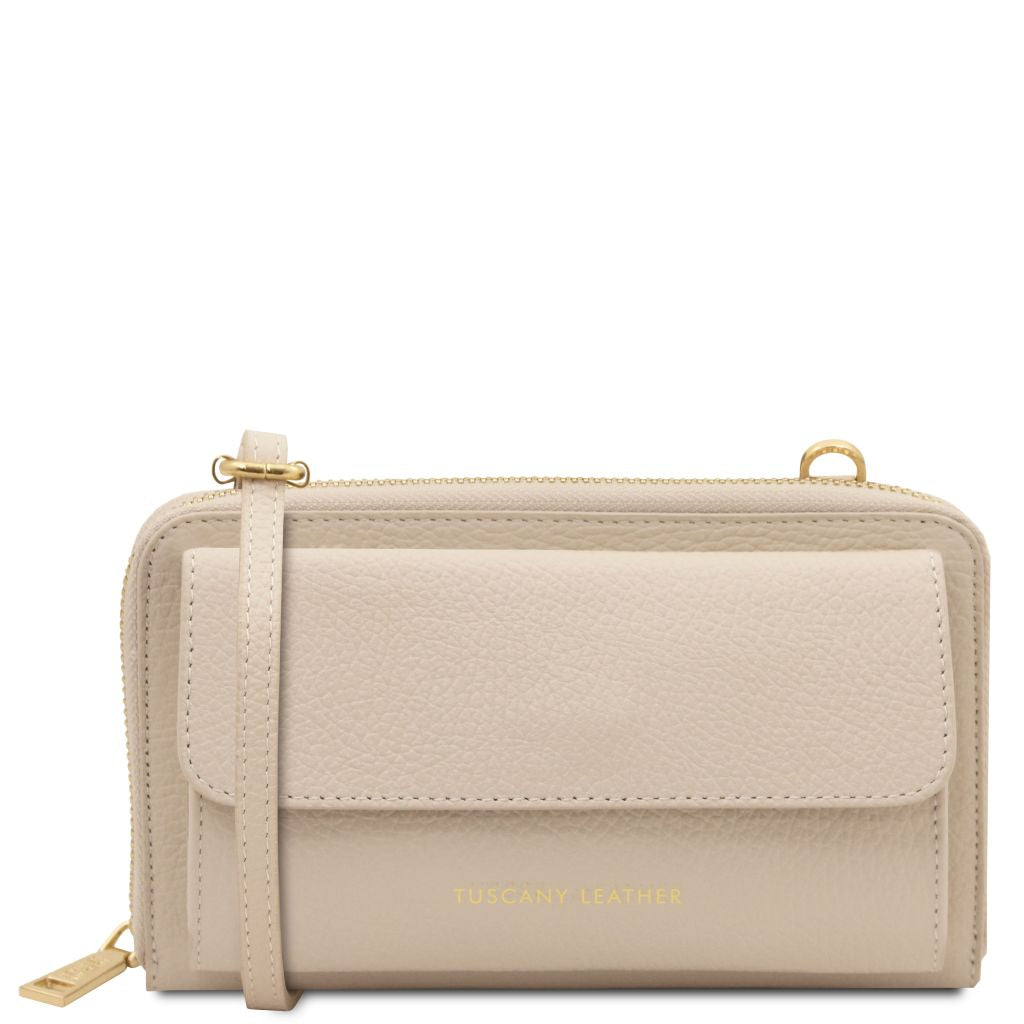 urania-leather-wallet-phone-holder-with-strap-tl142433 - Beige