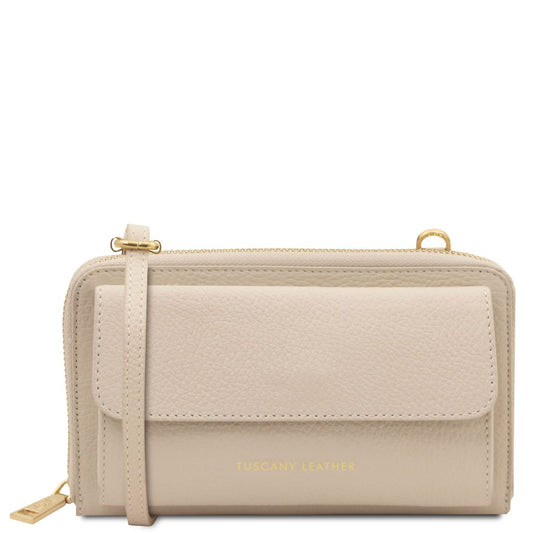 urania-leather-wallet-phone-holder-with-strap-tl142433 - Beige