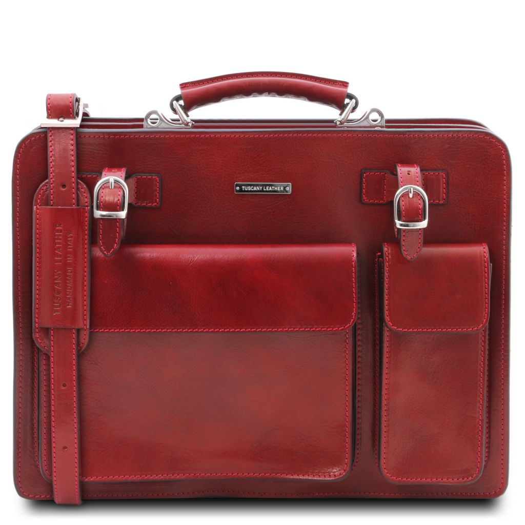 venezia-leather-briefcase-2-compartments-tl141268 - Punainen
