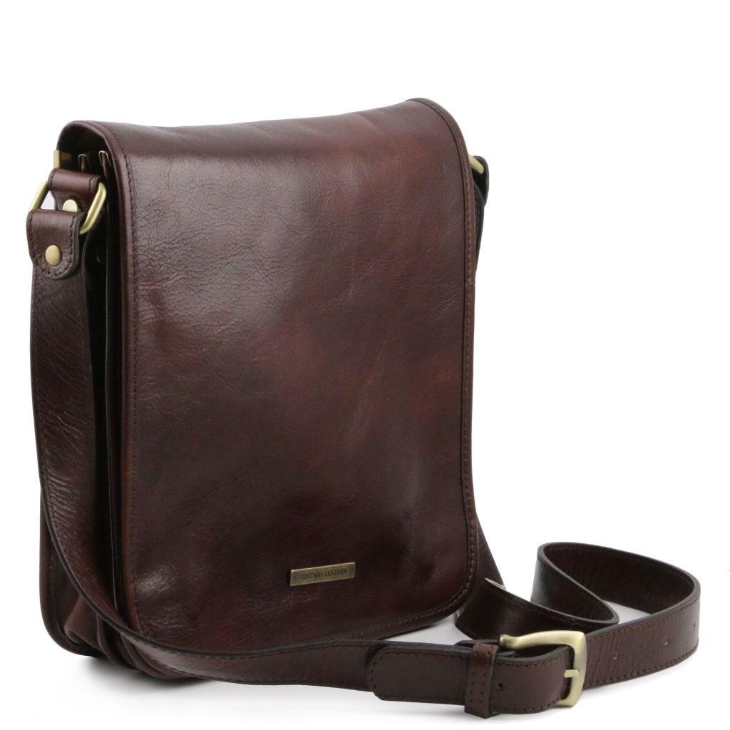 tl-messenger-two-compartments-leather-shoulder-bag-tl141255 - Tummanruskea - kuva 2