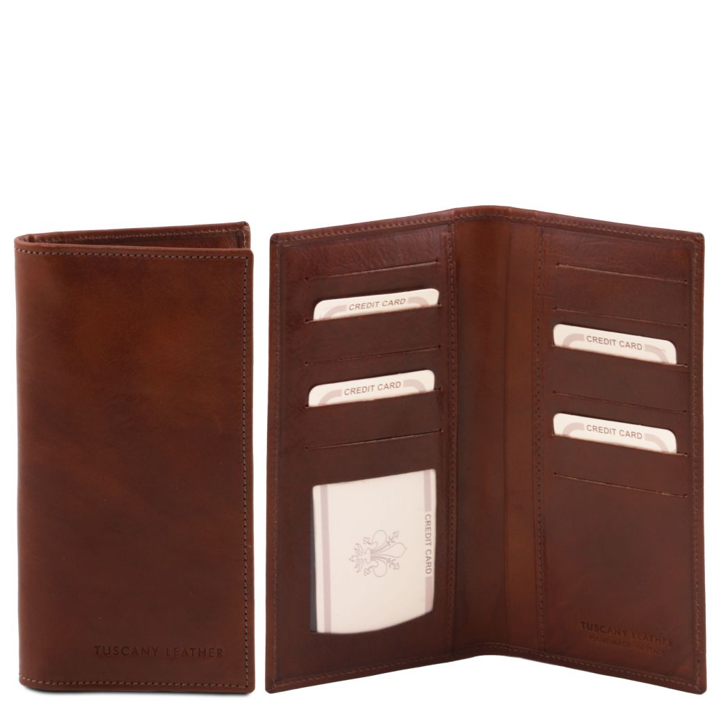 exclusive-vertical-2-fold-leather-wallet-tl140784 - Ruskea