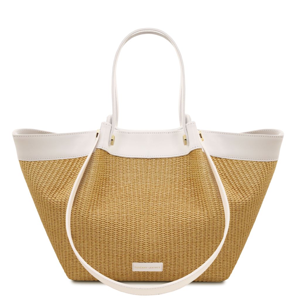 soleil-raffia-shopping-bag-tl142567 - Valkoinen