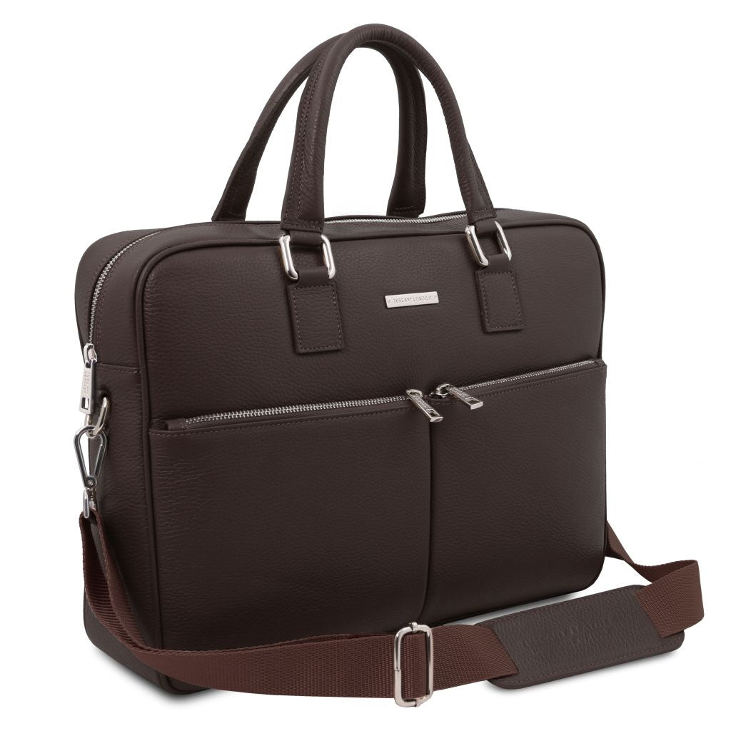treviso-leather-laptop-briefcase-tl142546 - Tummanruskea - kuva 2