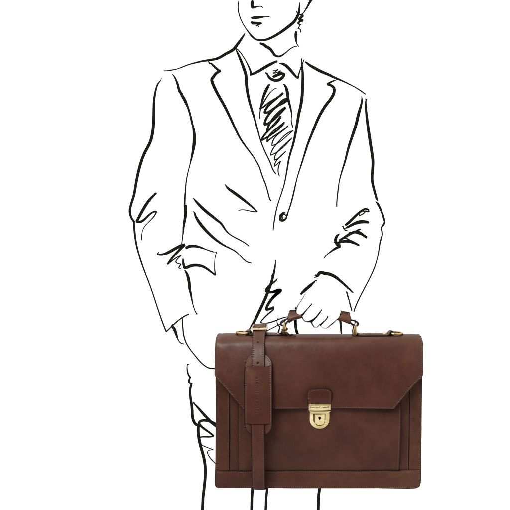 cremona-leather-briefcase-3-compartments-tl142448 - Tummanruskea - kuva 7