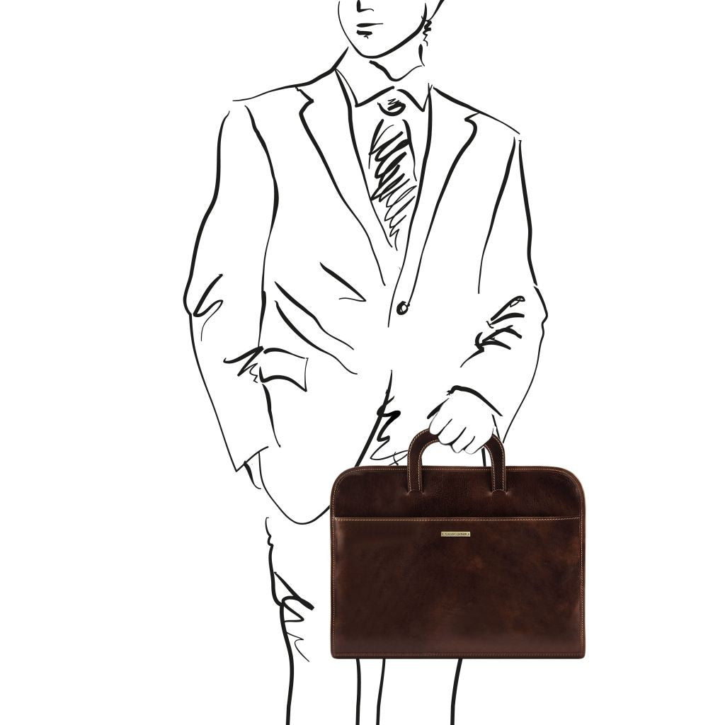 sorrento-document-leather-briefcase-tl141022 - Tummanruskea - kuva 6