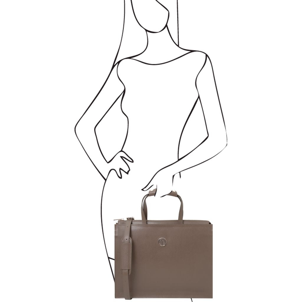 palermo-saffiano-leather-briefcase-3-compartments-for-women-tl141369 - Tumma taupe - kuva 10