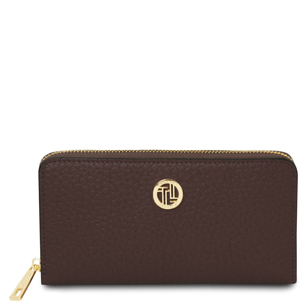 financier-exclusive-zip-around-leather-wallet-tl142494 - Tummanruskea