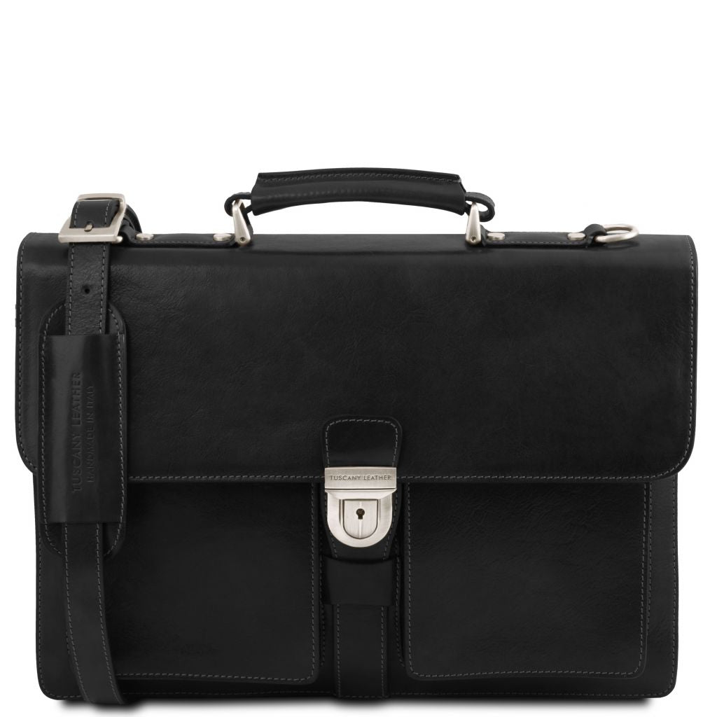 assisi-leather-briefcase-3-compartments-tl141825 - Musta