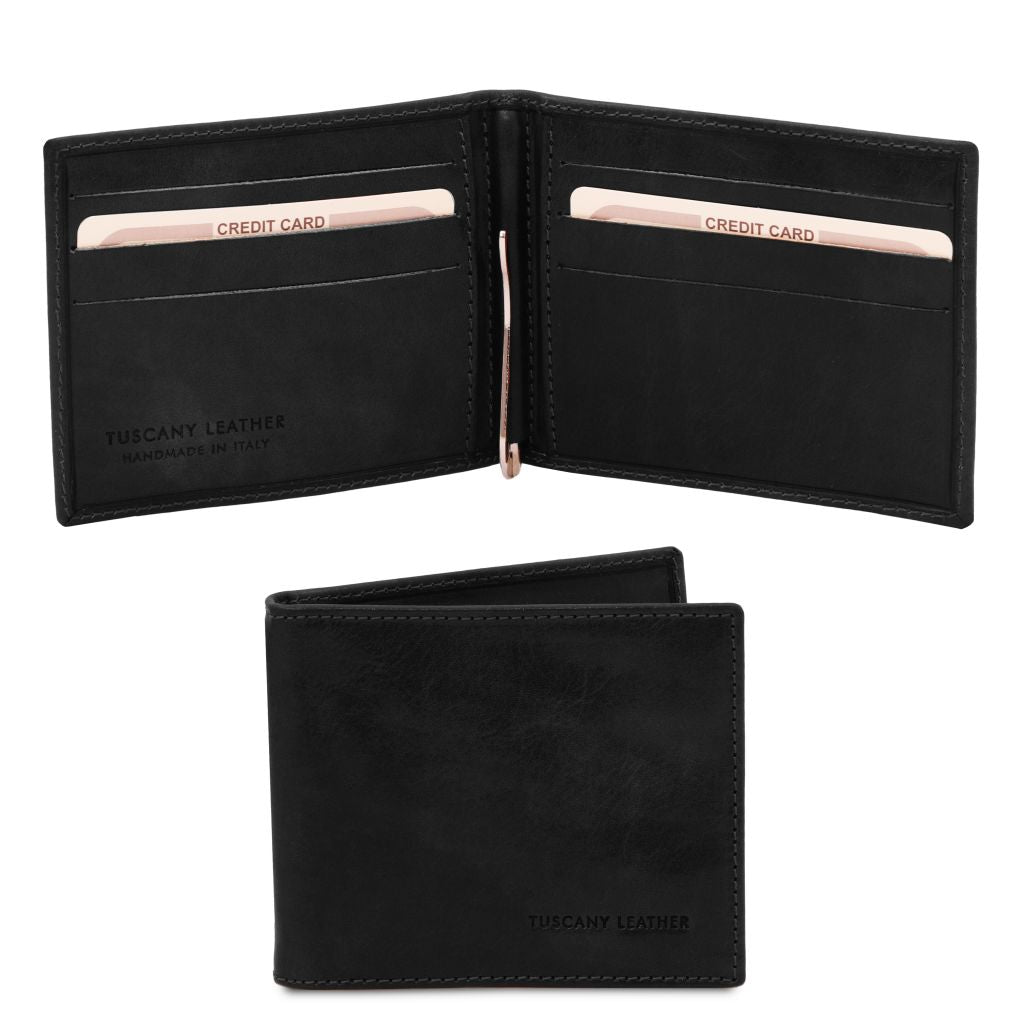 exclusive-leather-card-holder-with-money-clip-tl142055 - Musta