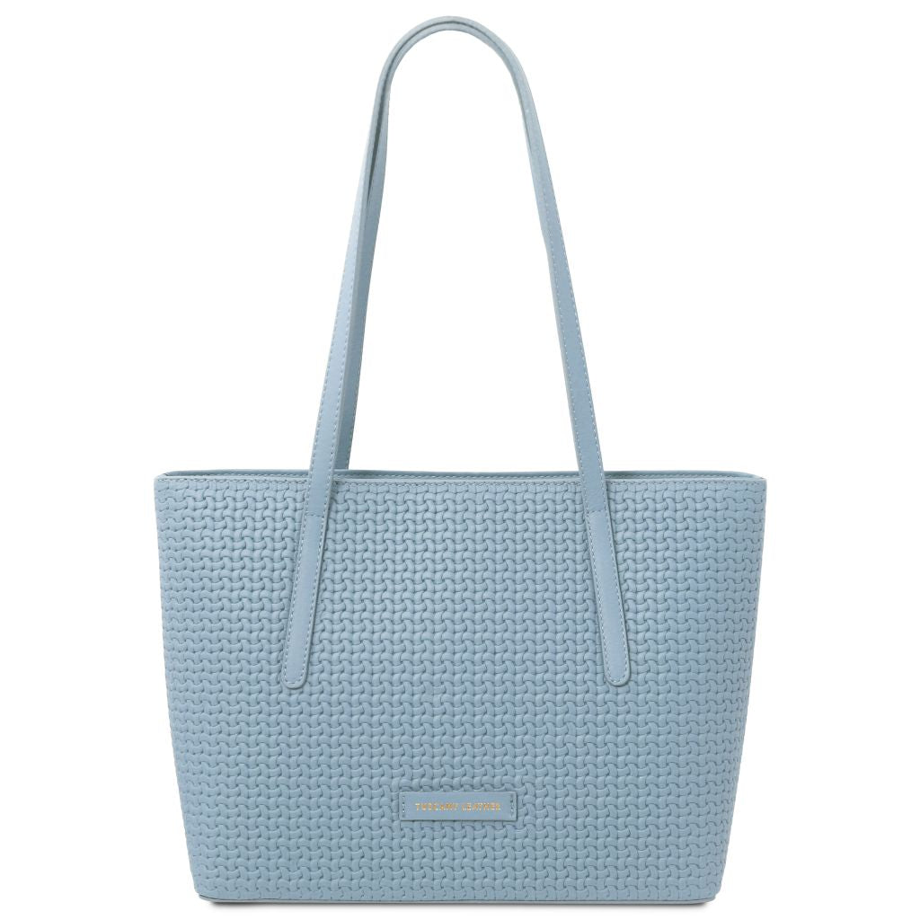dedalo-woven-printed-leather-shopping-bag-tl142578 - Vaaleansininen