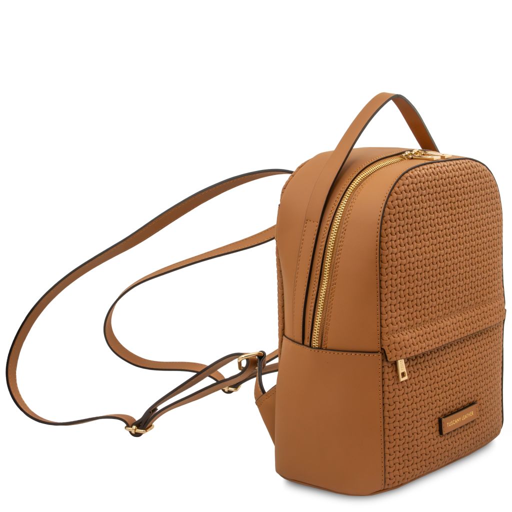 dedalo-woven-printed-leather-backpack-tl142576 - Konjakki - kuva 2