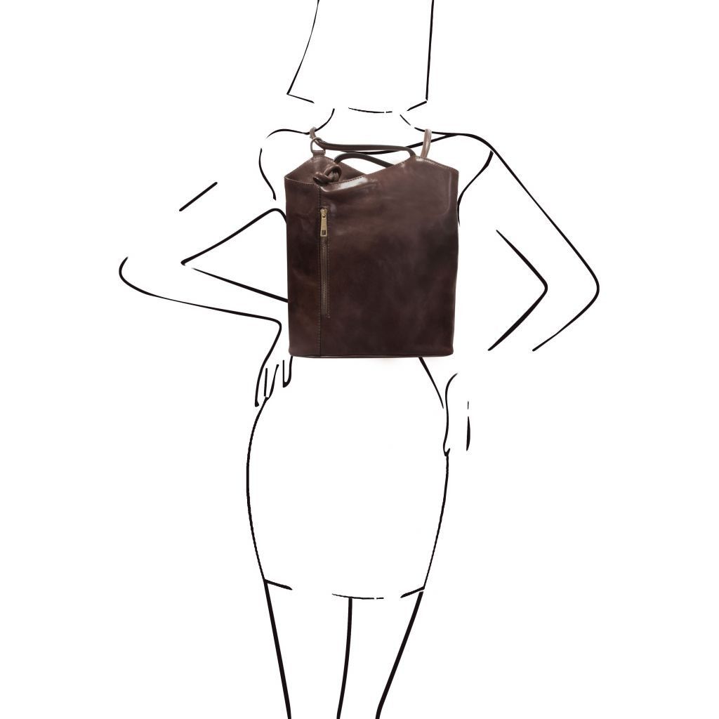 patty-leather-convertible-backpack-shoulderbag-tl141497 - Tummanruskea - kuva 7