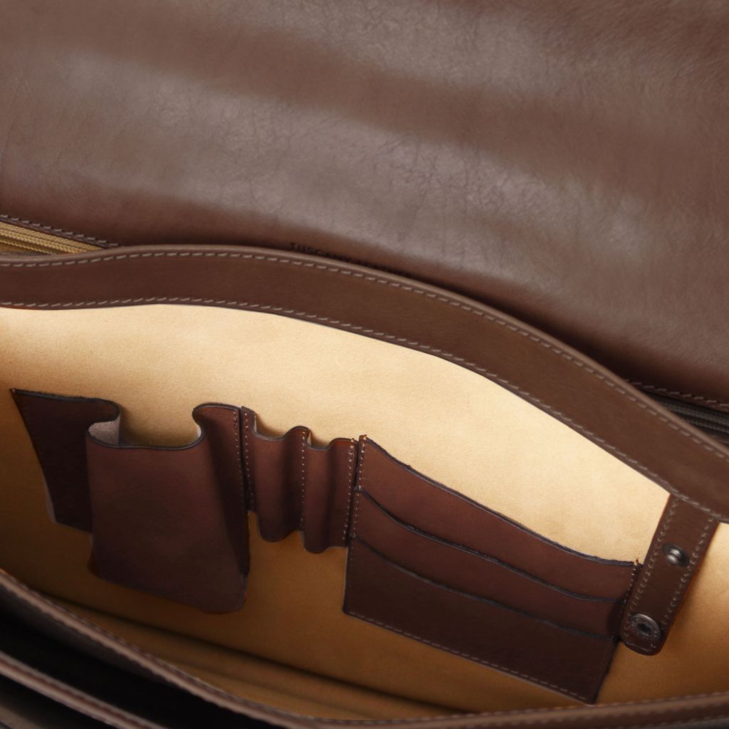 cremona-leather-briefcase-3-compartments-tl142448 - Tummanruskea - kuva 5